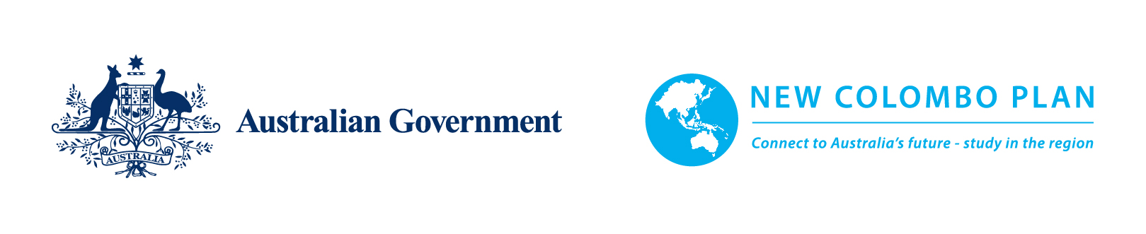 New Colombo Plan logo featured with the Australian Government Coat of Arms logo